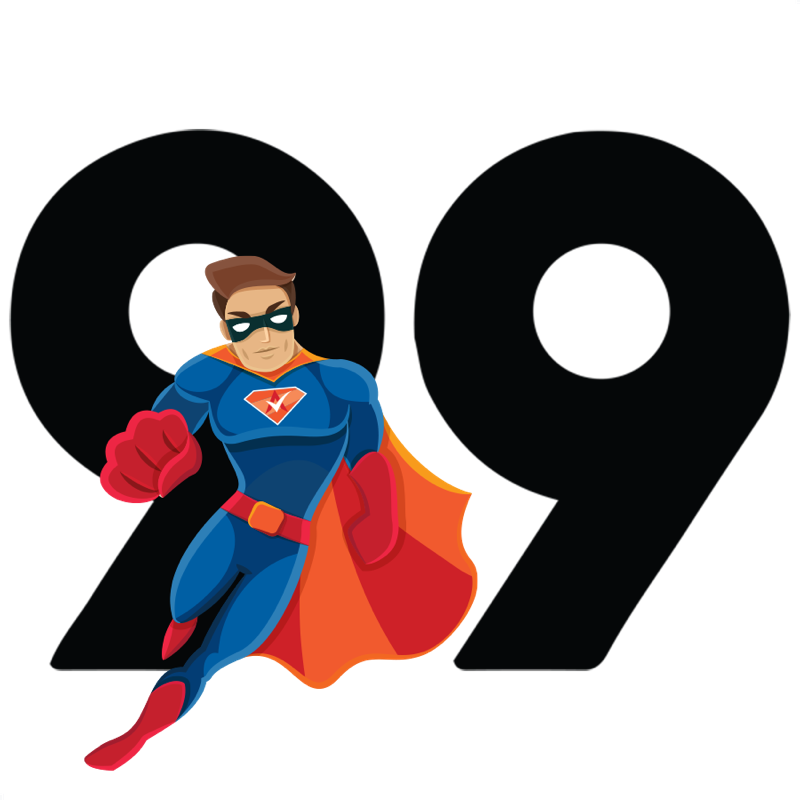 Activation Hero superhero with 99 branding, ready to help deactivated 99 drivers and gig workers