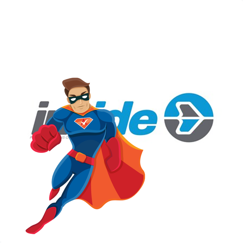 Activation Hero superhero with Inride branding, ready to help deactivated Inride drivers and gig workers