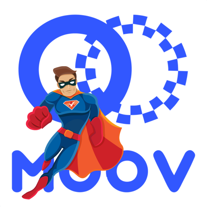 Activation Hero superhero with MOOV branding, ready to help deactivated MOOV drivers and gig workers