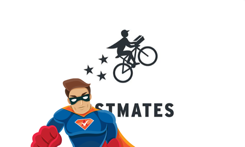 Activation Hero superhero with Postmates branding, ready to help deactivated Postmates drivers and gig workers