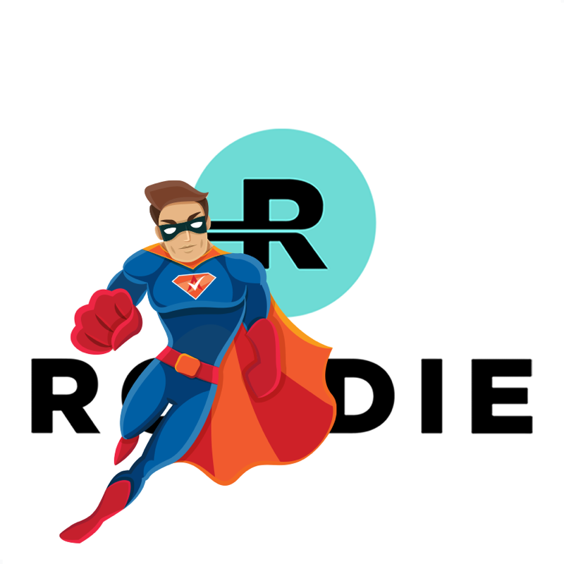 Activation Hero superhero with Roadie branding, ready to help deactivated Roadie drivers and gig workers