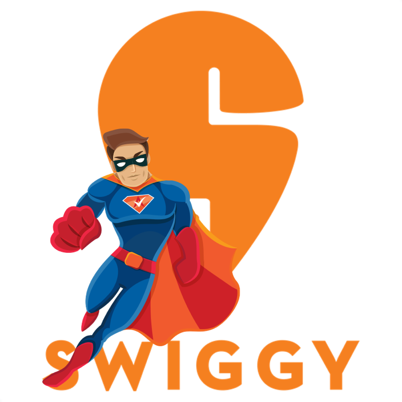 Activation Hero superhero with Swiggy branding, ready to help deactivated Swiggy drivers and gig workers