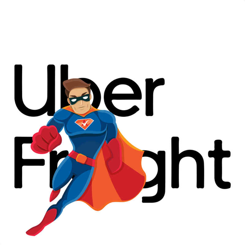 Activation Hero superhero with Uber Freight branding, ready to help deactivated Uber Freight drivers and gig workers