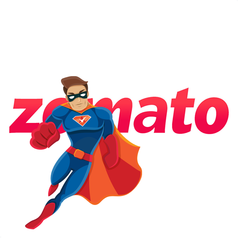 Activation Hero superhero with Zomato branding, ready to help deactivated Zomato drivers and gig workers